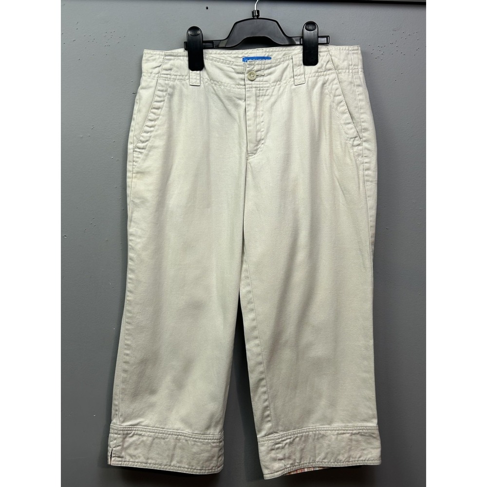 Dockers Pants Womens 6 Beige Crop Capri‎ Nouveau Fit Ramie Cotton Back Pockets